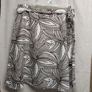 Talbots Petites  A-line Skirt, sz 16, Brown Cream,  100%linen, pre-owned